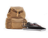 Retro Canvas DSLR Camera Rucksack with Removable Partition - Khaki