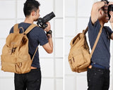 Retro Canvas DSLR Camera Rucksack with Removable Partition - Khaki