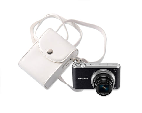 Simple PU Leather Shoulder Bag for Mirrorless Camera - White