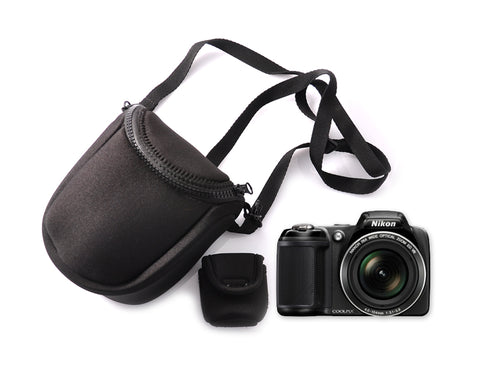 Soft Mirrorless Camera Bag with Detatchable Battery Pouch - Black