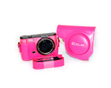 Retro Casio Exilim EX-ZR3500/EX-ZR2000 Camera Leather Case - Magenta