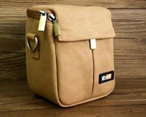 Canvas Compact System Camera Shoulder Bag - Khaki