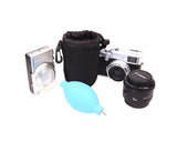 4 Pcs Soft Elastic DSLR SLR Camera Lens Pouch Bag Case - Black