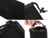 4 Pcs Soft Elastic DSLR SLR Camera Lens Pouch Bag Case - Black