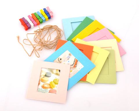 Fujifilm Mini Film Paper Photo Frames 10 Pieces with Wooden Clips and Hemp String