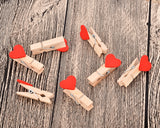 10 Pcs Wooden Pegs Paper Photo Clip With Linen String - Heart