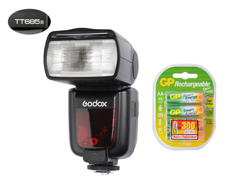 Godox Speedlite TT685N Nikon 2.4G Flash with GP Rechargeable Batteries