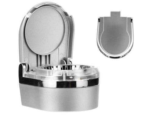 Mini Portable LED Car Cigarette Smokeless Ashtray - Silver