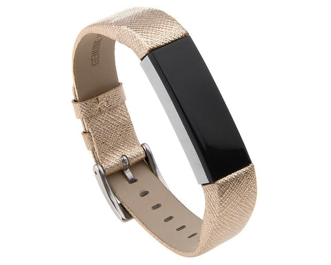 Replacement Leather Watch Band for Fitbit Alta - Gold