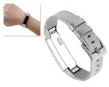 Replacement Leather Watch Band for Fitbit Alta - Silver