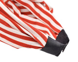 Korean Style Big Bow White Stripes Headband - Red