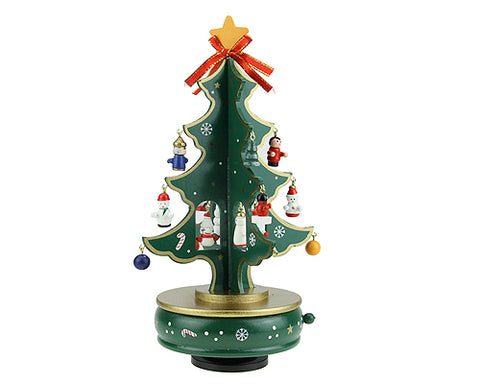 Christmas Tree Rotating Wooden Music Box