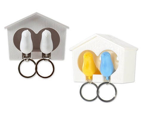 Birdhouse Key Holder with Bird Whistle Keyrings