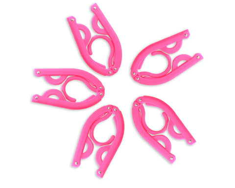 5 Pcs Plastic Folding Clothes Hanger - Pink