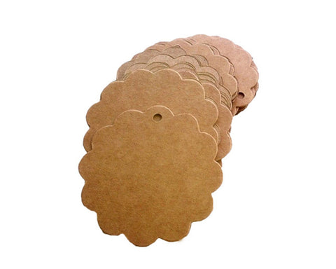 100 Pcs Wedding Brown Kraft Paper Favor Gift Tags with Jute Twines