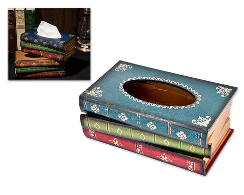 Retro Handcrafted Wooden Book Design Tissue Box