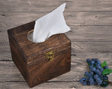 Wooden Tissue Box with Hinged Lid