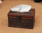 Retro Rectangular Wooden Tissue Box Holder