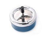 Round Push Down Spinning Metal Ashtray - Blue