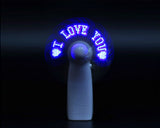 Portable Handheld LED Message USB Rechargeable Mini Pocket Fan - Blue