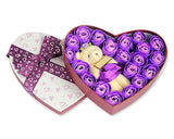 20 Pcs Heart Shaped Scented Rose Petal Bath Soap with Little Bear - Purple