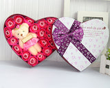 20 Pcs Heart Shaped Scented Rose Petal Bath Soap with Little Bear - Red