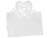 Laser Cut Love Heart Wedding Table Place Cards - White