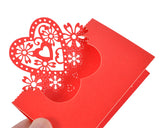 Laser Cut Love Heart Wedding Table Place Card - Red