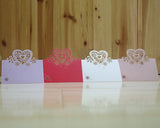 Laser Cut Love Heart Wedding Table Place Card - Purple