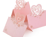 Laser Cut Love Heart Wedding Table Place Card - Pink