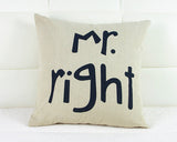 Funny Mr and Mrs Right Couple Pillowcase Cushion Cover