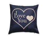 2 Pcs 18'' Cotton Linen I Love You Romantic Cushion Cover - Blue