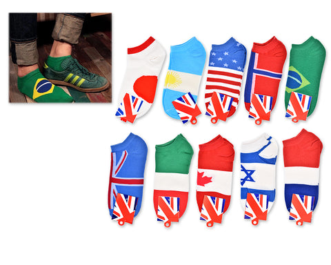 10 Pairs One Size National Flag Series World Cup Cotton Ankle Socks