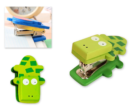 Wooden Desktop Mini Stapler Office Book Sewer - Frog