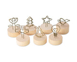 7 Pcs Wooden Circle Swirl Place Card Holder