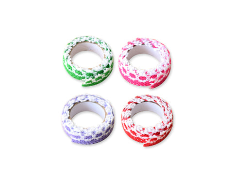 Lace Decorative Masking Adhesive Washi Tape Scrapbook Sticker - 4 Pcs