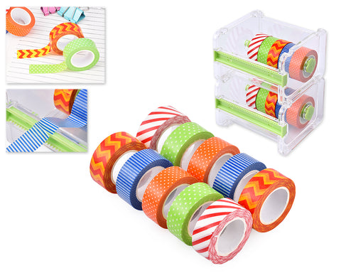 10 Pcs 1.5m Washi Making Tapes with 2 Pcs Tape Dispensers