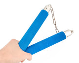 12'' Practice Foam Padded Nunchaku with Steel Swivel Chain - Blue