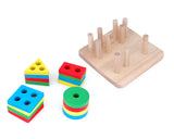 Children's Wooden Toy Intelligence Shape Sorter Stack Puzzle Tray