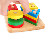 Children's Wooden Toy Intelligence Shape Sorter Stack Puzzle Tray