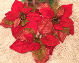 3 Pcs Poinsettia Flower Christmas Tree Ornaments Set