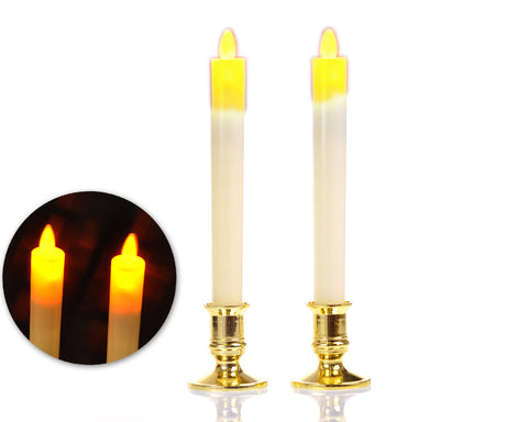 Set of 2 LED Flameless Taper Candle Night Light with Holder