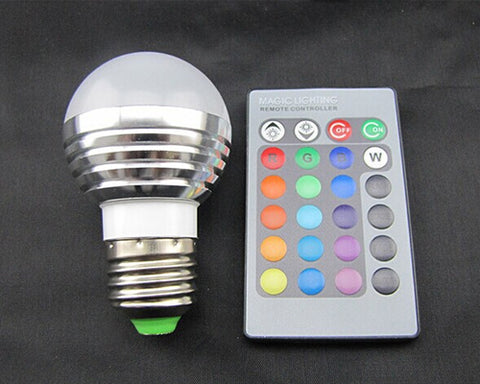 3W E27 Multiple Color LED Light Bulb with Wireless Remote Control