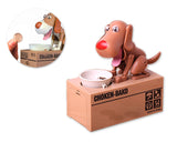 Hungry Dog Piggy Bank Money Saving Box Eating Coin Munching Toy