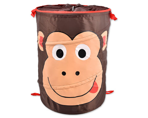 Cartoon Monkey Foldable Pop-up Laundry Basket - Brown