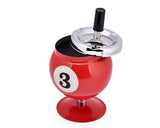 One Push Spinning Pool Ball Ashtray with Stand - Red