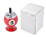 One Push Spinning Pool Ball Ashtray with Stand - Red