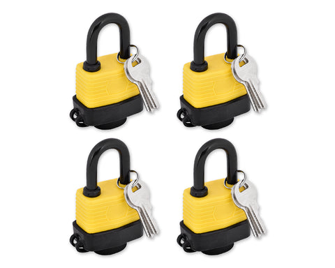 4 Pcs Keyed Waterproof Heavy Duty Padlocks Target 40mm - Yellow