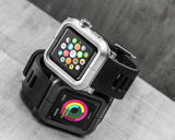 38mm Apple Watch Aluminum Case with Black Silicone Band - Red