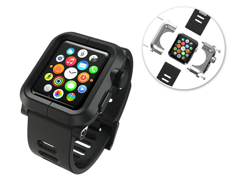 42mm Apple Watch Aluminum Case with Black Silicone Band - Black